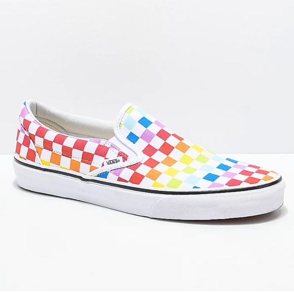 VANS | Slip-On Rainbow Checkerboard Skate Shoes - Picture 1 of 9